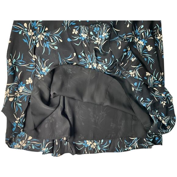 Charter Club Silk Maxi Dress Black Blue Floral Sleeveless Side Zip Size14 Luxury - Picture 10 of 10